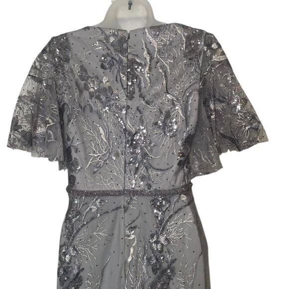 Mac Duggal Beaded Evening Gown NWT Size 6 Style 67908 Platinum - Picture 5 of 7